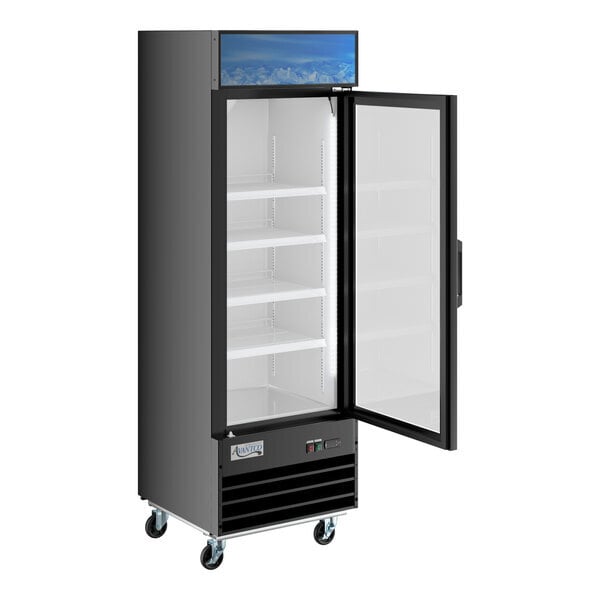 Scratch and Dent Avantco GDC-12F-HC 27" Black Customizable Swing Glass Door Merchandiser Freezer with LED Lighting
