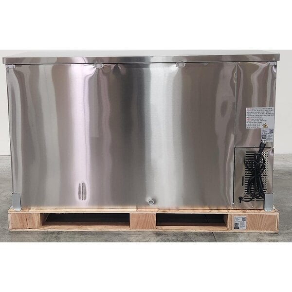 Scratch and Dent Avantco UBB-60-HC-S 60" Stainless Steel Counter Height Narrow Solid Door Back Bar Refrigerator with LED Lighting