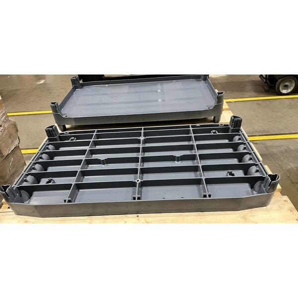 Scratch and Dent Rubbermaid® FG409100GRAY Xtra Gray 300 lb. Three Shelf Utility Cart / Bus Cart 40" x 20" x 37"