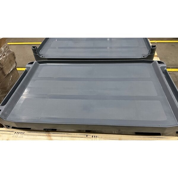 Scratch and Dent Rubbermaid® FG409100GRAY Xtra Gray 300 lb. Three Shelf Utility Cart / Bus Cart 40" x 20" x 37"