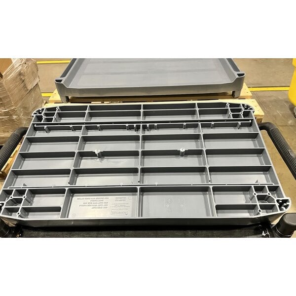 Scratch and Dent Rubbermaid® FG409100GRAY Xtra Gray 300 lb. Three Shelf Utility Cart / Bus Cart 40" x 20" x 37"