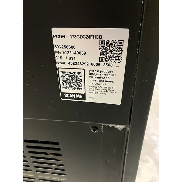 Scratch and Dent Avantco GDC-24F-HC 31" Black Customizable Swing Glass Door Merchandiser Freezer with LED Lighting