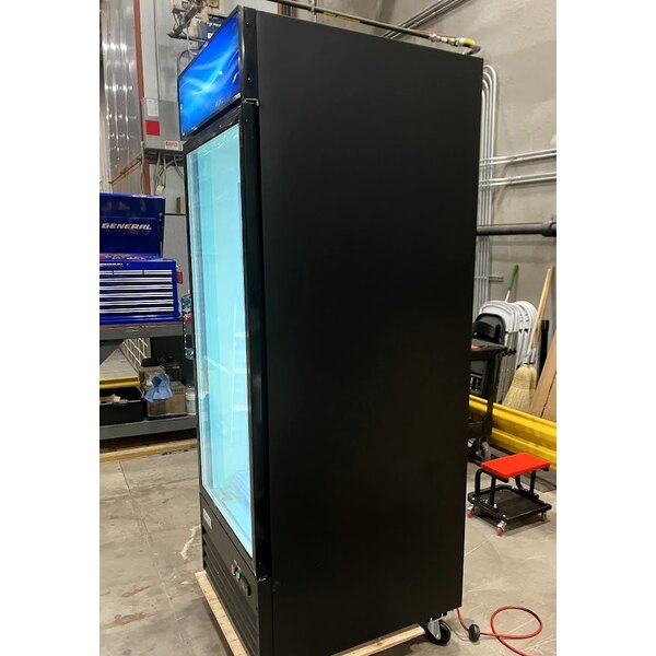 Scratch and Dent Avantco GDC-24F-HC 31" Black Customizable Swing Glass Door Merchandiser Freezer with LED Lighting