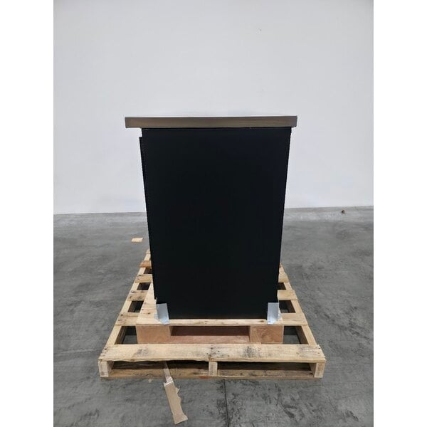 Scratch and Dent Avantco UBB-60S-HC 60" Black Counter Height Narrow Sliding Glass Door Back Bar Refrigerator with LED Lighting