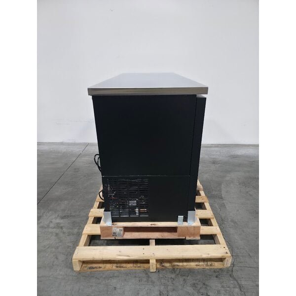 Scratch and Dent Avantco UBB-60S-HC 60" Black Counter Height Narrow Sliding Glass Door Back Bar Refrigerator with LED Lighting