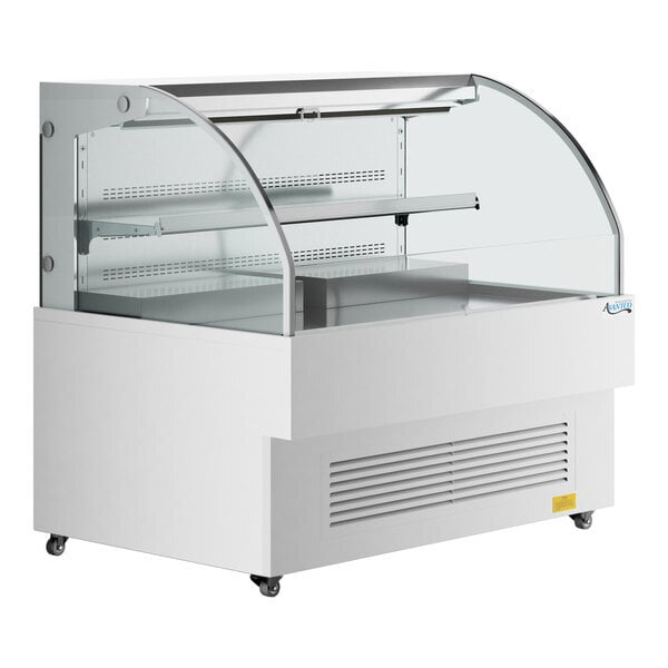 Scratch and Dent Avantco HAC-51-W 47 3/16" White Horizontal Air Curtain Merchandiser with 1 Shelf and LED Lighting - 115V
