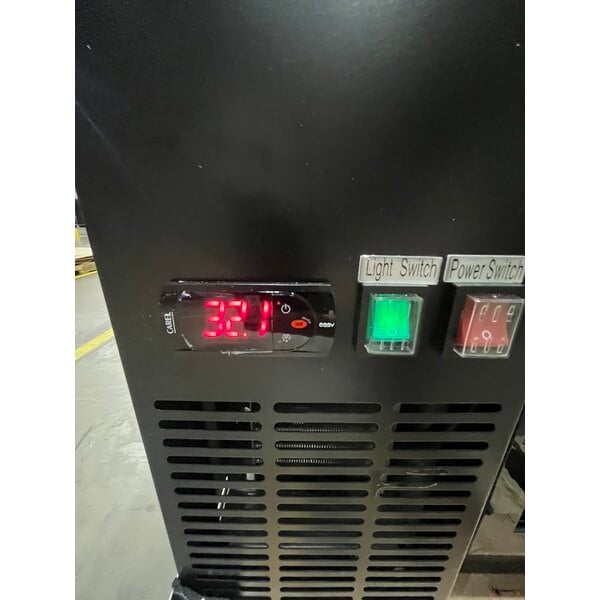 Scratch and Dent Avantco UBB-48S-HC 48" Black Counter Height Narrow Sliding Glass Door Back Bar Refrigerator with LED Lighting