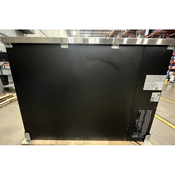 Scratch and Dent Avantco UBB-48S-HC 48" Black Counter Height Narrow Sliding Glass Door Back Bar Refrigerator with LED Lighting