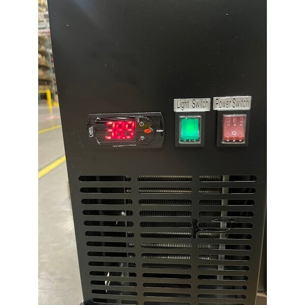 Scratch and Dent Avantco UBB-48S-HC 48" Black Counter Height Narrow Sliding Glass Door Back Bar Refrigerator with LED Lighting