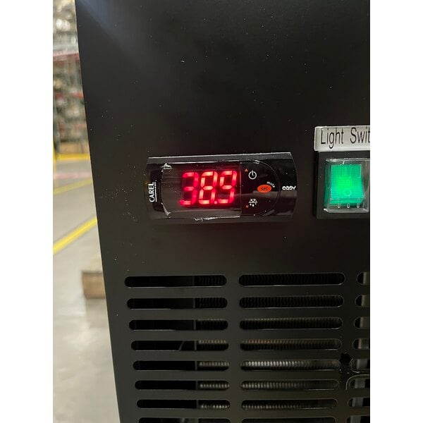 Scratch and Dent Avantco UBB-48S-HC 48" Black Counter Height Narrow Sliding Glass Door Back Bar Refrigerator with LED Lighting