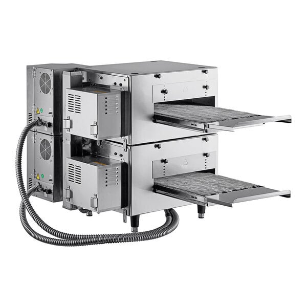 Scratch and Dent Cooking Performance Group ICOE-50-K2D Double Stacked Countertop Impinger Electric Conveyor Oven with 50" Belts - 240V, 1 Phase, 6700W