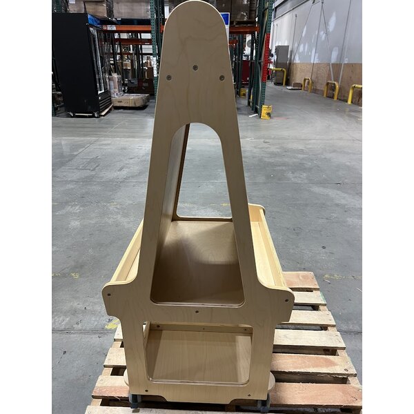 Scratch and Dent Flash Furniture Bright Beginnings 24 1/2" x 48 1/4" Wooden Mobile Double-Sided 2-Person Art Station with Bottom Shelf and Paper Roll Holder