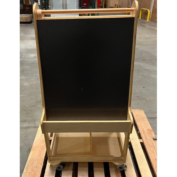 Scratch and Dent Flash Furniture Bright Beginnings 24 1/2" x 48 1/4" Wooden Mobile Double-Sided 2-Person Art Station with Bottom Shelf and Paper Roll Holder