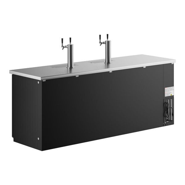 Scratch and Dent Avantco UDD-4-HC Black Kegerator / Beer Dispenser with (2) 2 Tap Towers - (3) 1/2 Keg Capacity
