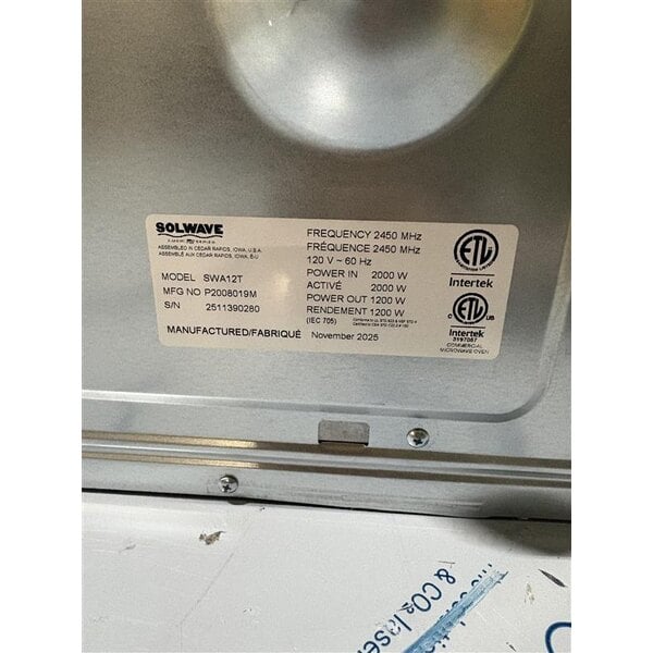 Scratch and Dent Solwave Ameri-Series Medium-Duty Stainless Steel Commercial Microwave with Push Button Controls - 120V, 1,200W