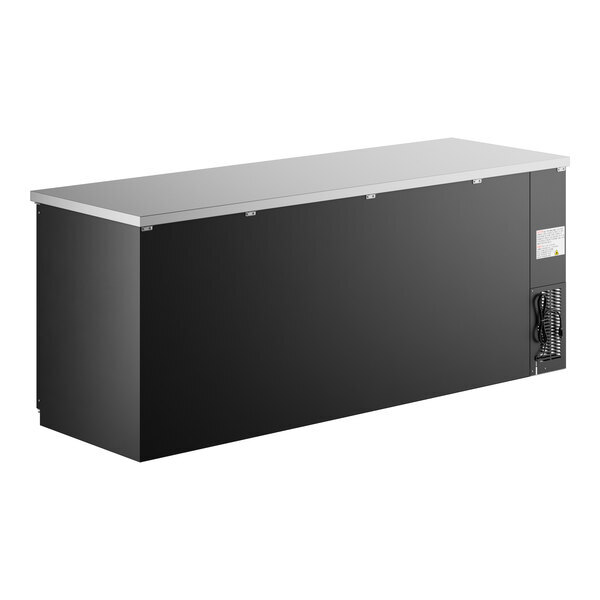 Scratch and Dent Avantco UBB-4G-HC 90" Black Counter Height Glass Door Back Bar Refrigerator with LED Lighting