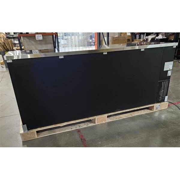 Scratch and Dent Avantco UBB-4G-HC 90" Black Counter Height Glass Door Back Bar Refrigerator with LED Lighting