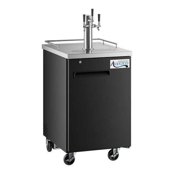Scratch and Dent Avantco UDD-1-HC Triple Tap Kegerator Beer Dispenser - Black, (1) 1/2 Keg Capacity