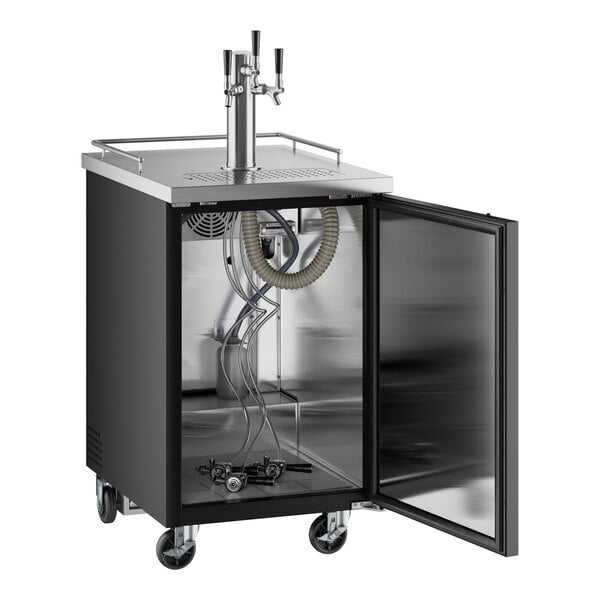 Scratch and Dent Avantco UDD-1-HC Triple Tap Kegerator Beer Dispenser - Black, (1) 1/2 Keg Capacity