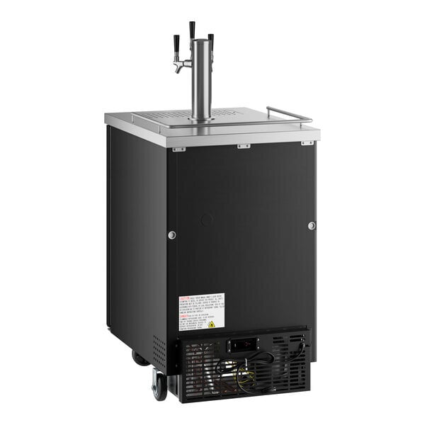 Scratch and Dent Avantco UDD-1-HC Triple Tap Kegerator Beer Dispenser - Black, (1) 1/2 Keg Capacity