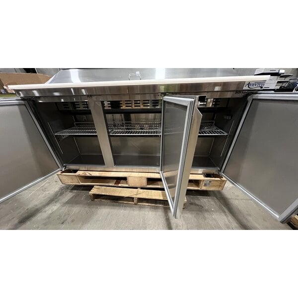 Scratch and Dent Avantco SS-PT-71-HC 70" 3 Door Stainless Steel Refrigerated Sandwich Prep Table