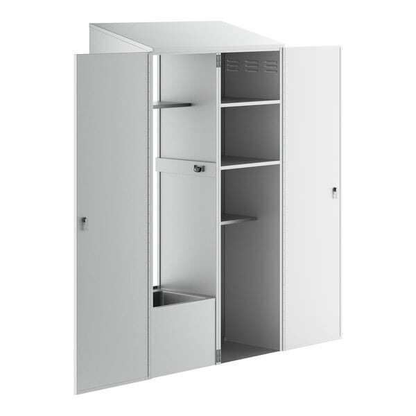 Scratch and Dent Regency 48" Stainless Steel Mop Sink Cabinet - 20" x 16" x 12" Mop Sink on Left Side