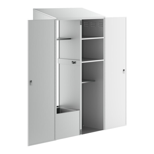 Scratch and Dent Regency 48" Stainless Steel Mop Sink Cabinet - 20" x 16" x 12" Mop Sink on Left Side