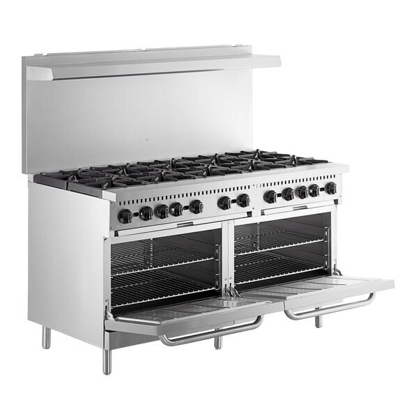 Scratch and Dent MainStreet Equipment E60-N Natural Gas 10 Burner 60" Range with 2 Standard Ovens - 360,000 BTU