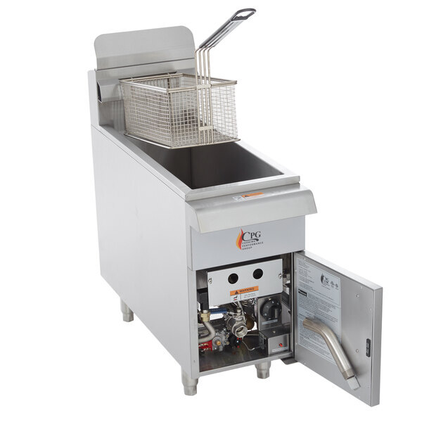 Scratch and Dent Cooking Performance Group FCPG15 Natural Gas 15 lb. Countertop Fryer - 26,500 BTU