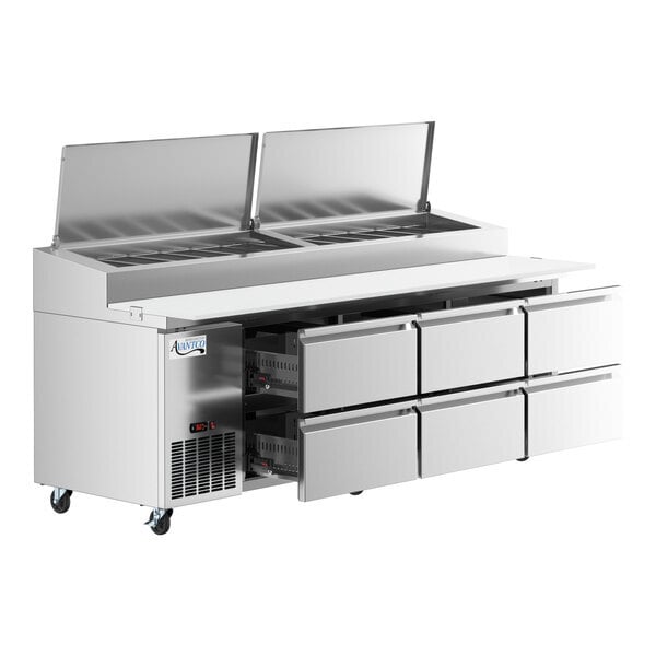Scratch and Dent Avantco SSPPT-3H 94" 6 Drawer Refrigerated Pizza Prep Table