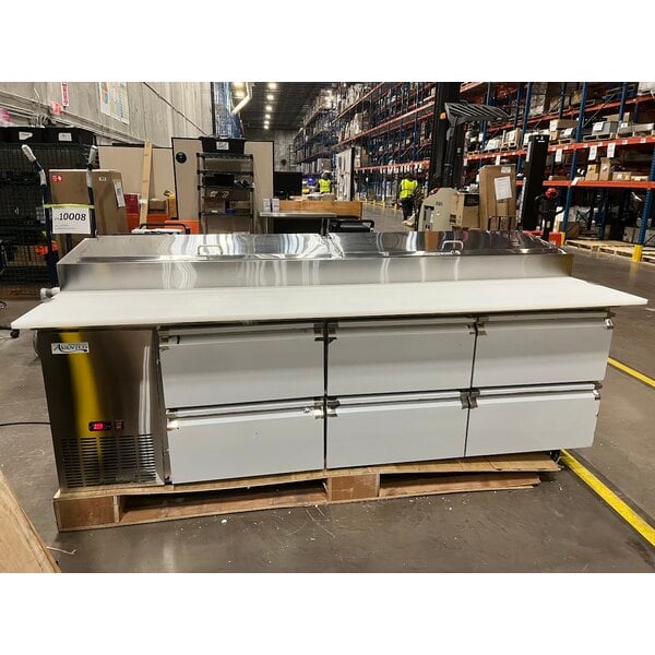 Scratch and Dent Avantco SSPPT-3H 94" 6 Drawer Refrigerated Pizza Prep Table
