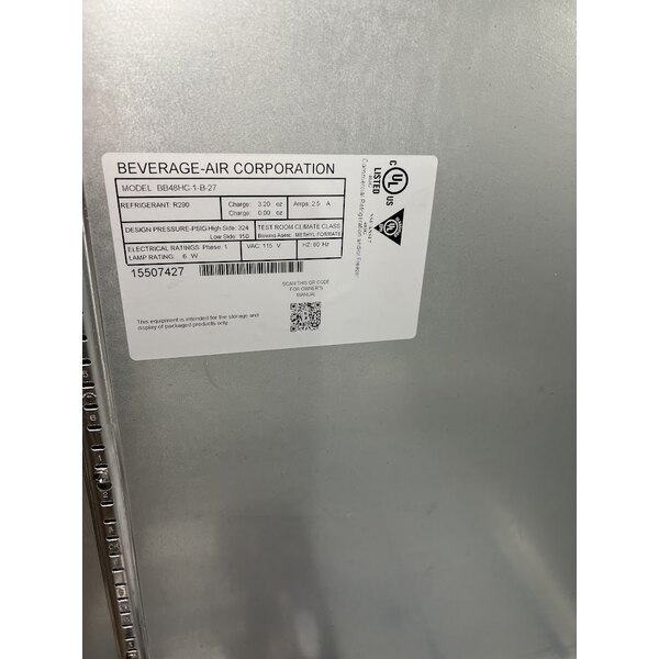 Scratch and Dent Beverage-Air BB48HC-1-B-27 48" Black Counter Height Solid Door Back Bar Refrigerator