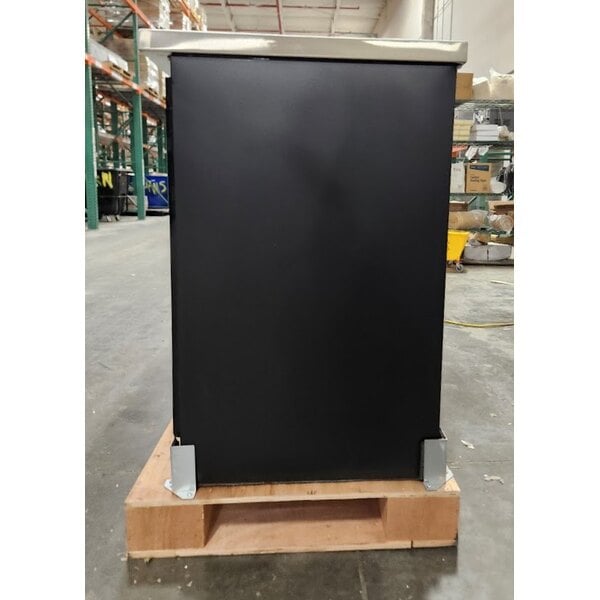 Scratch and Dent Avantco UBB-72S-HC 73" Black Counter Height Narrow Sliding Glass Door Back Bar Refrigerator with LED Lighting