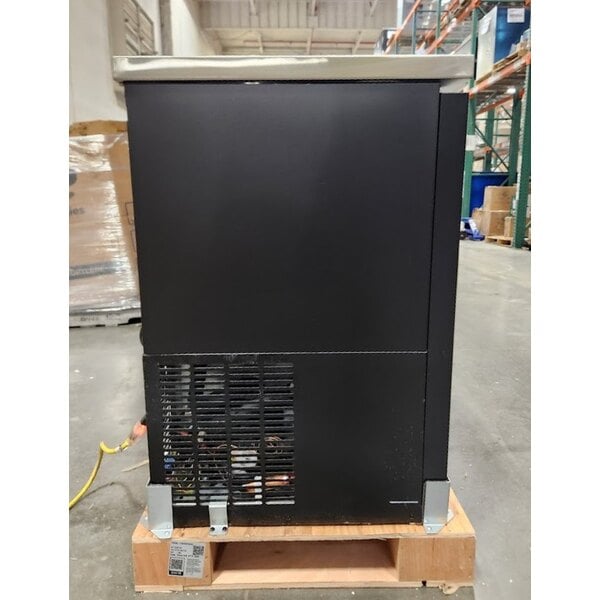 Scratch and Dent Avantco UBB-72S-HC 73" Black Counter Height Narrow Sliding Glass Door Back Bar Refrigerator with LED Lighting