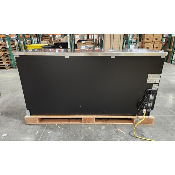 Scratch and Dent Avantco UBB-72S-HC 73" Black Counter Height Narrow Sliding Glass Door Back Bar Refrigerator with LED Lighting