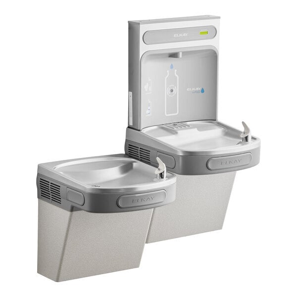 Scratch and Dent Zurn Elkay EZSTLDDWSLK ezH20 Light Gray Hands-Free Non-Filtered Bottle Filling Station with Versatile Bi-Level Drinking Fountain - Non-Refrigerated