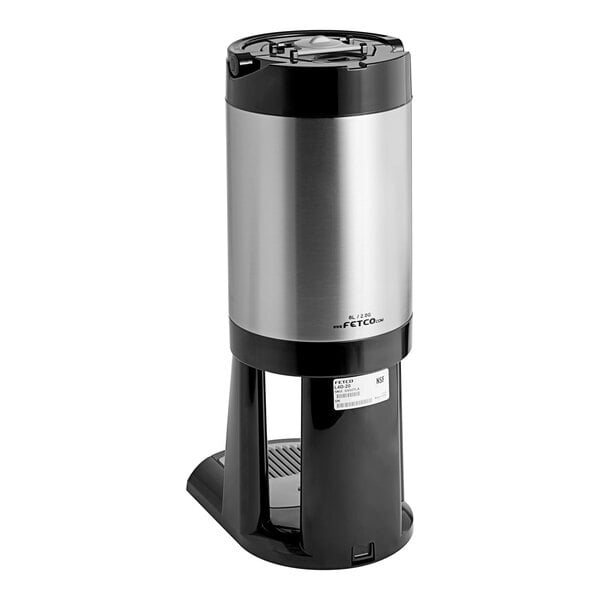 Scratch and Dent Fetco L4D-20TLA Luxus 2 Gallon Stainless Steel Hands-Free Coffee Dispenser with Stand and Antimicrobial Handle