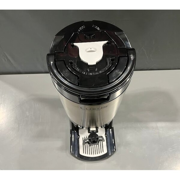 Scratch and Dent Fetco L4D-20TLA Luxus 2 Gallon Stainless Steel Hands-Free Coffee Dispenser with Stand and Antimicrobial Handle