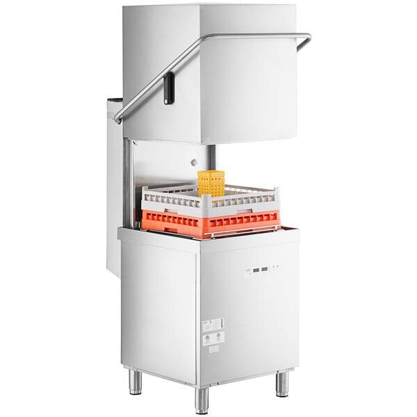 Scratch and Dent MainStreet Equipment HTDT Single Rack High-Temperature Door-Type Dish Machine with Booster Heater - 208-240V, 3 Phase
