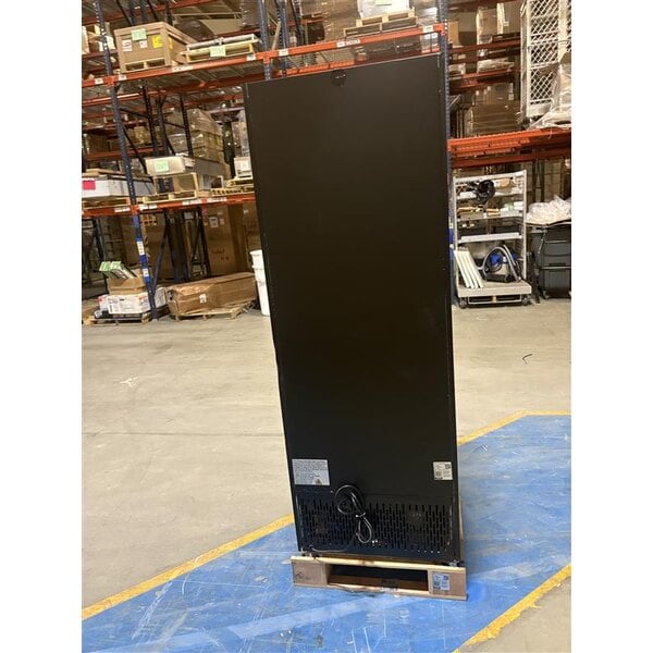 Scratch and Dent Avantco GDC-23-HC 28 3/8" Black Customizable Swing Glass Door Merchandiser Refrigerator with LED Lighting