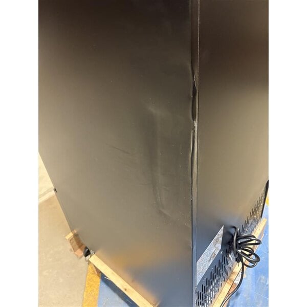 Scratch and Dent Avantco GDC-23-HC 28 3/8" Black Customizable Swing Glass Door Merchandiser Refrigerator with LED Lighting