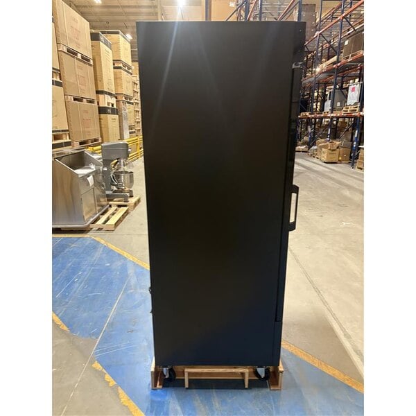 Scratch and Dent Avantco GDC-23-HC 28 3/8" Black Customizable Swing Glass Door Merchandiser Refrigerator with LED Lighting