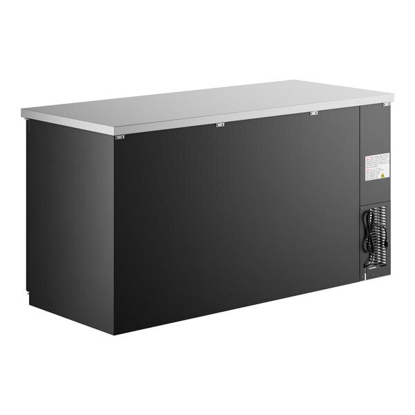 Scratch and Dent Avantco UBB-3-HC 69" Black Counter Height Solid Door Back Bar Refrigerator with LED Lighting