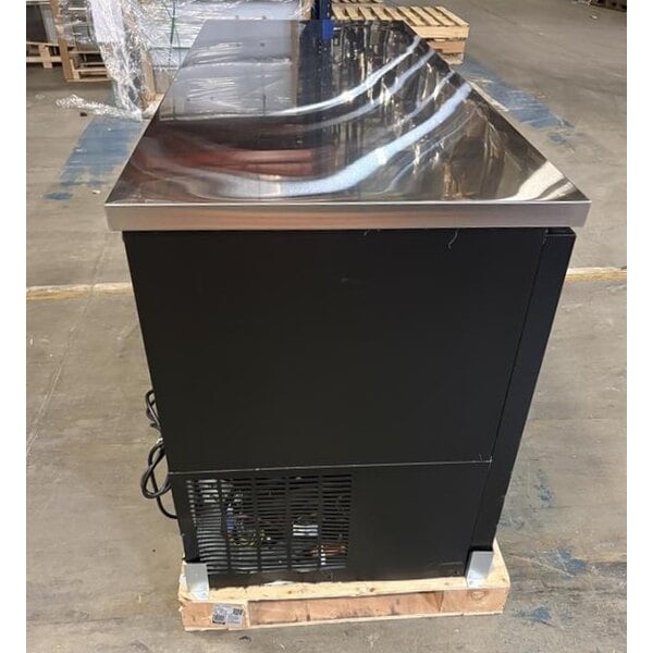 Scratch and Dent Avantco UBB-3-HC 69" Black Counter Height Solid Door Back Bar Refrigerator with LED Lighting