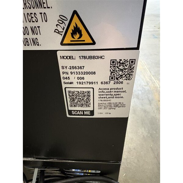 Scratch and Dent Avantco UBB-3-HC 69" Black Counter Height Solid Door Back Bar Refrigerator with LED Lighting