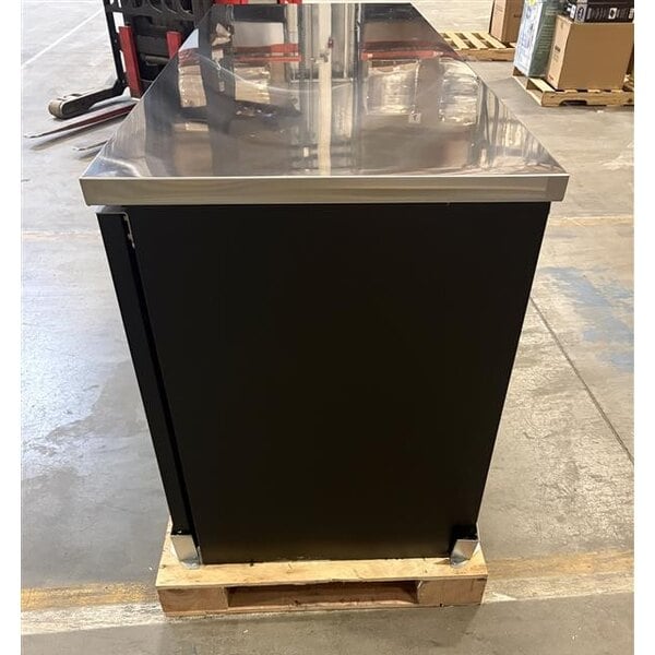 Scratch and Dent Avantco UBB-3-HC 69" Black Counter Height Solid Door Back Bar Refrigerator with LED Lighting