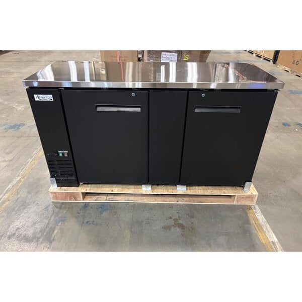 Scratch and Dent Avantco UBB-3-HC 69" Black Counter Height Solid Door Back Bar Refrigerator with LED Lighting