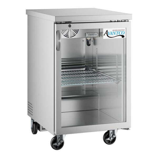 Scratch and Dent Avantco UBB-1G-HC-S 23" Stainless Steel Glass Door Back Bar Refrigerator