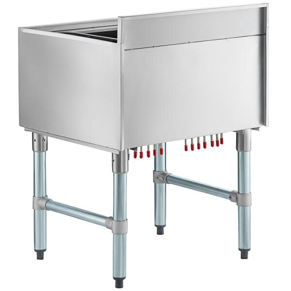 Scratch and Dent Regency IB212408-7CPT 21" x 24" Underbar Ice Bin with 7 Circuit Post-Mix Cold Plate and Bottle Holders