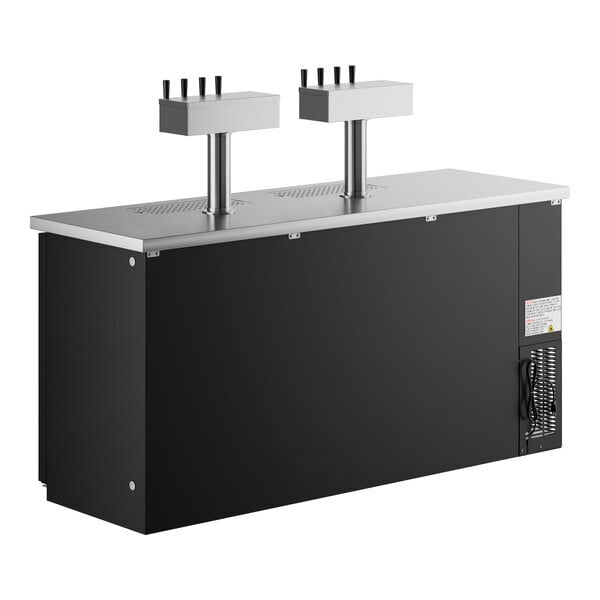 Scratch and Dent Avantco UDD-72-HC (2) Four Tap Shallow Depth Kegerator Beer Dispenser - Black, (3) 1/2 Keg Capacity